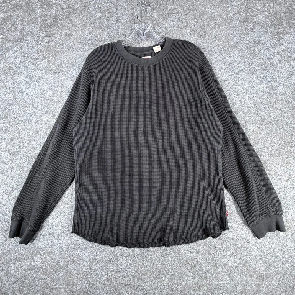 Levi's Long Sleeve Relaxed Thermal Shirt Mens Medium Black Crew Neck Pullover